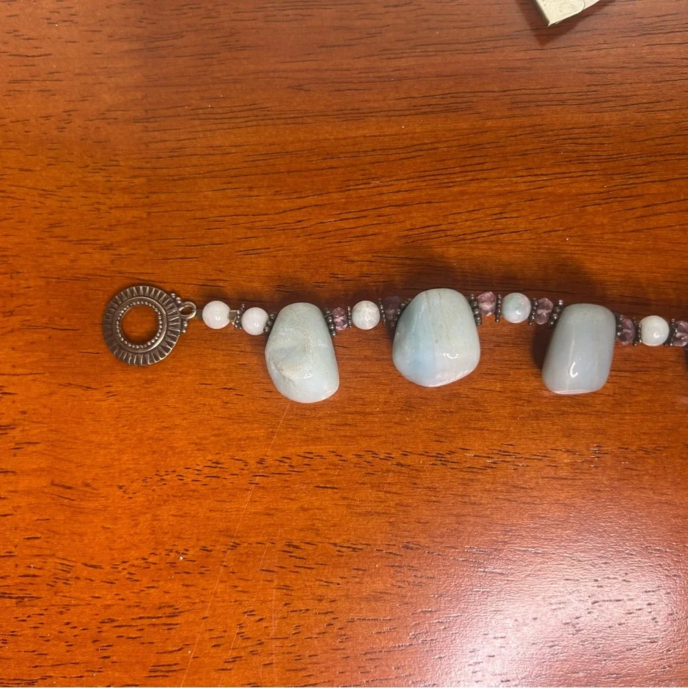 Elegant boho natural stone blue Green Necklace
